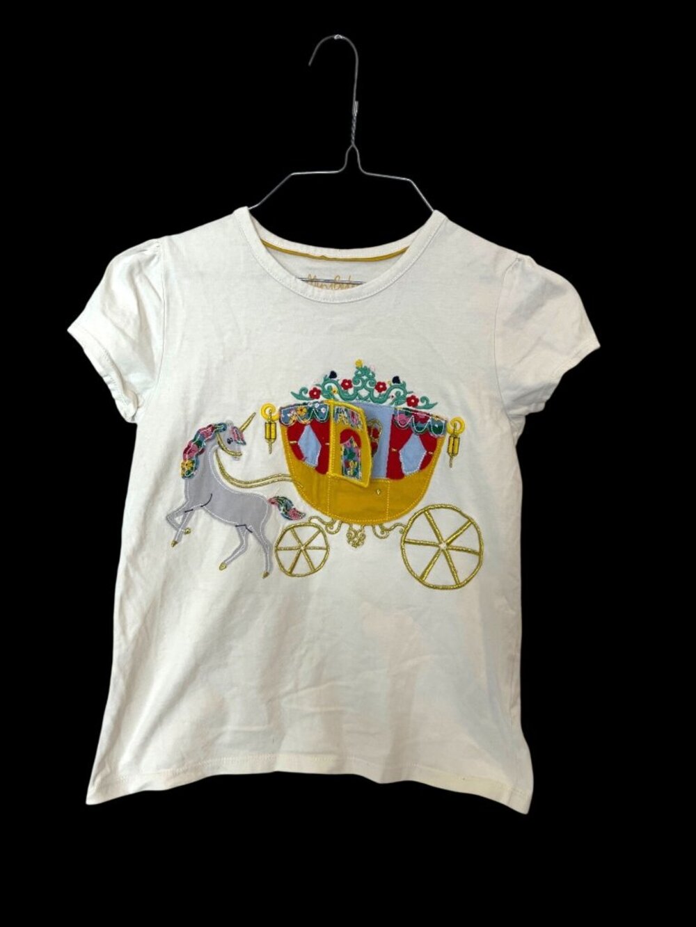 Mini Boden 9-10Yrs Fairy Tale Embroidered Unicorn Carriage Peek a boo Top Blouse